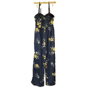 Band of Gypsies Black Yellow Floral Jumpsuit Size Small Mint Condition